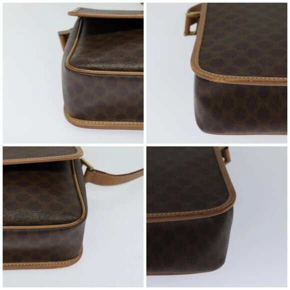 CELINE Macadam Canvas Circle Shoulder Bag PVC Leather Brown Gold - Picture 16 of 16